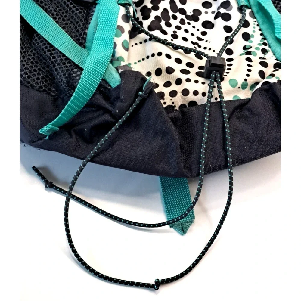 Eastsport Backpack Teal Black Dots Drawstring Multi Pockets 18x12 School Bag‎